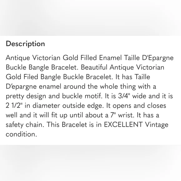 Antique Victorian 10K Gold Filled Enamel Taille D'Epargne Buckle Bangle Bracelet - Picture 2 of 8